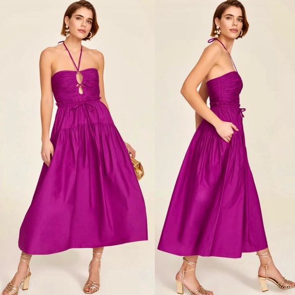 🌺🎉HP🎉🌺 NWT Ulla Johnson Ella Cutout Halter Dress Orchid - Picture 4 of 16